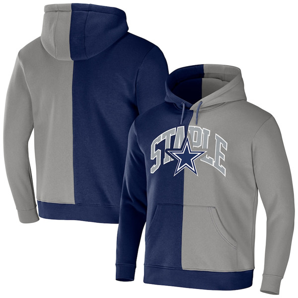 Men's Dallas Cowboys Navy/Grey Split Logo Pullover Hoodie